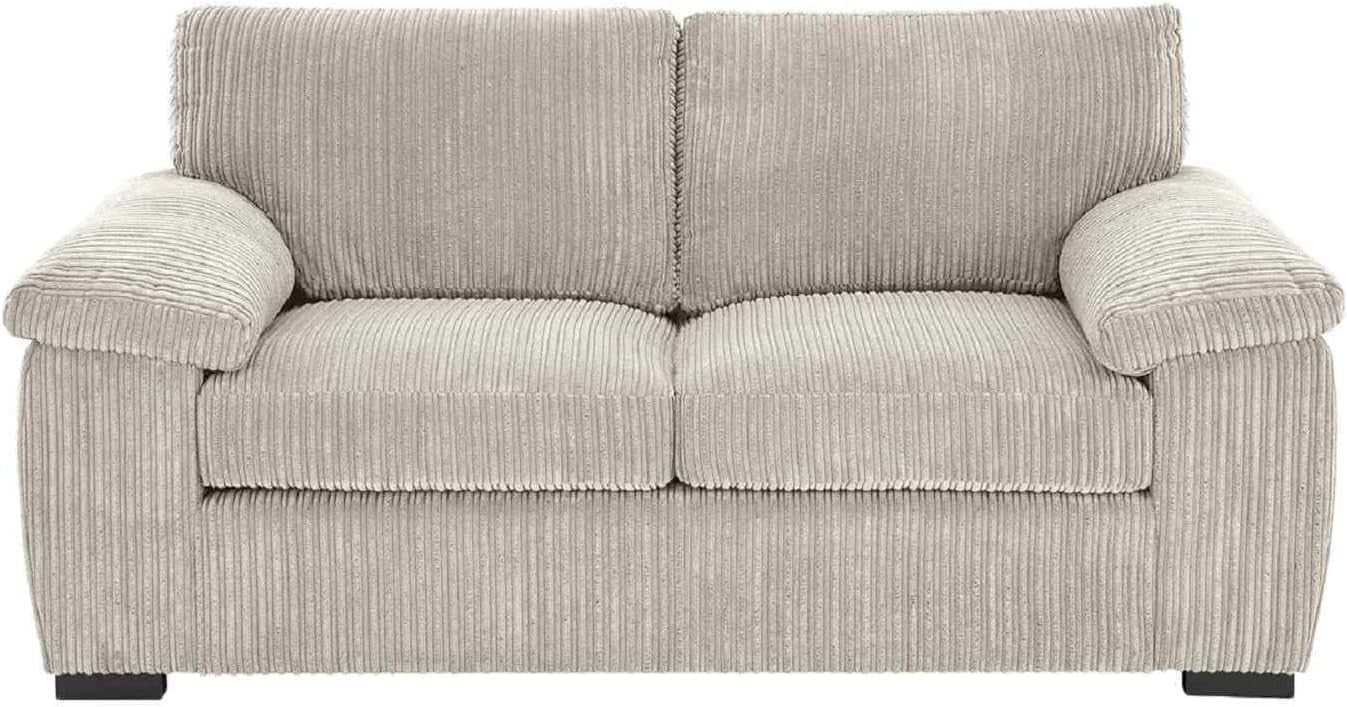 2 Seater Sofa Cream Cord Compact Couch for Flats, Small Spaces, Modern