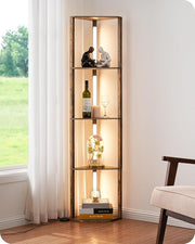 LED Floor Lamp with Shelves Dimmable Corner Standing Display