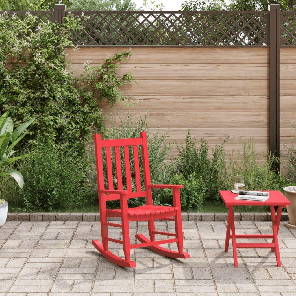 Kids Wooden Rocking Chair Red – Indoor Outdoor Safe Seat, Poplar Wood