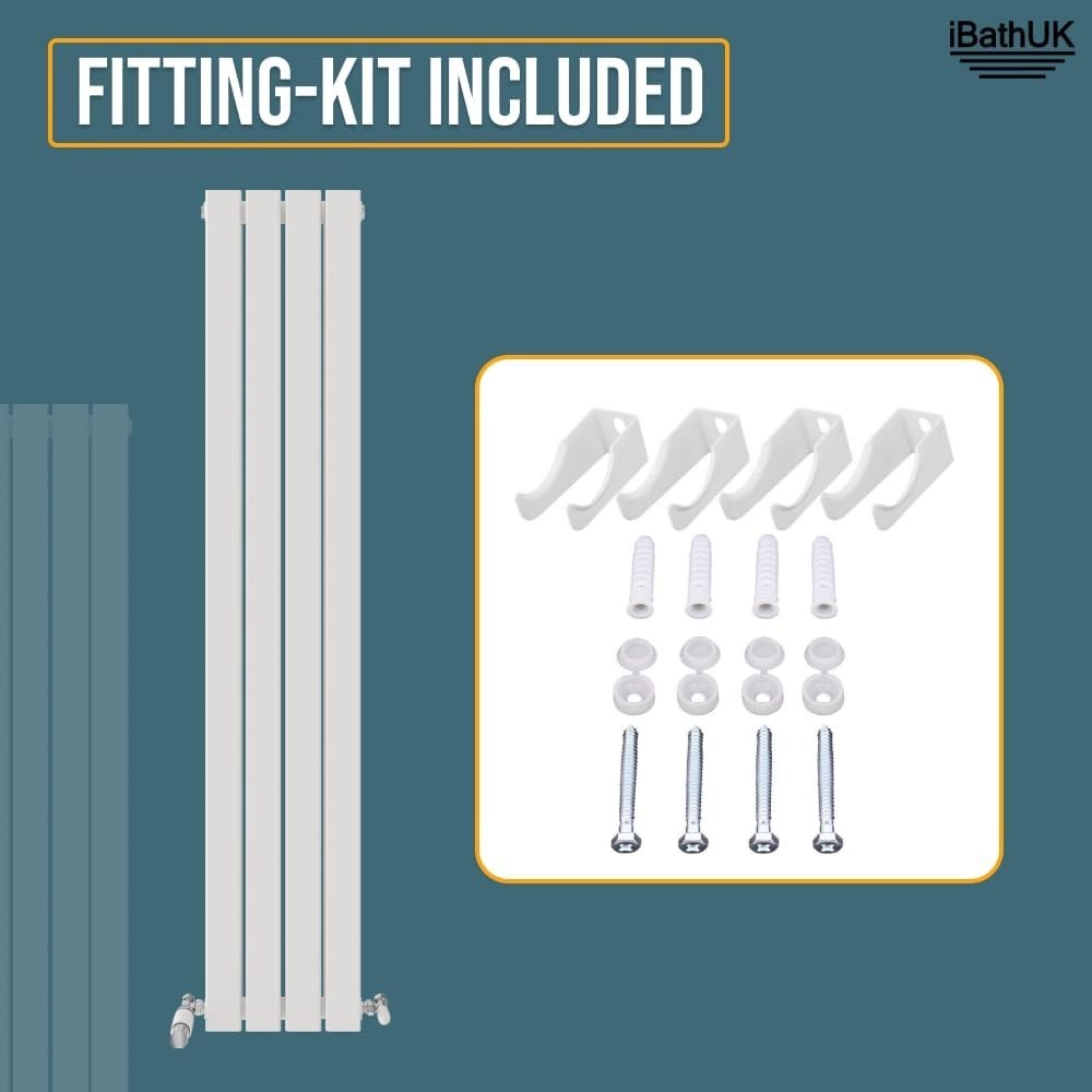 Slim Vertical Double Panel Radiator 1600x306mm White – Bathroom & Kitchen