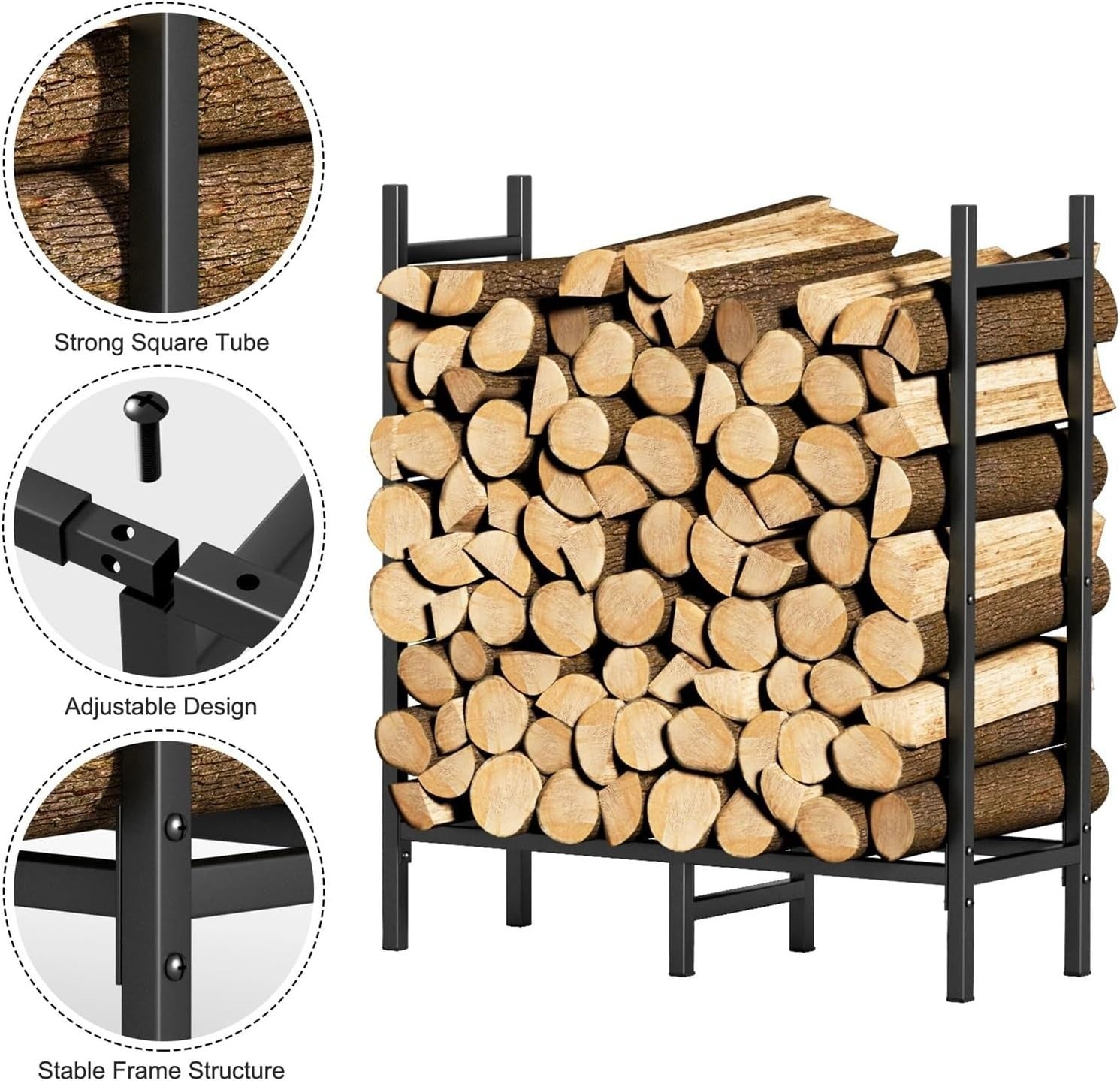 Heavy Duty Indoor Outdoor Firewood Rack - Spacious & Foldable Log Storage