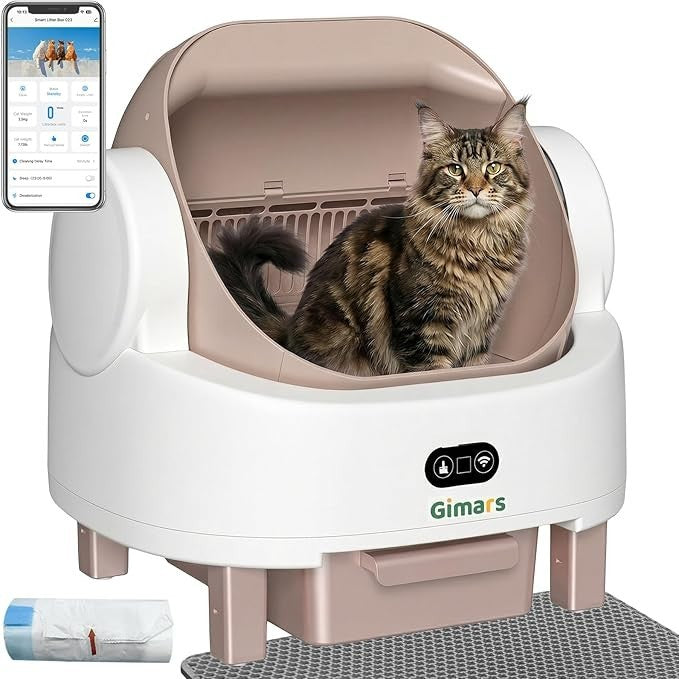XXL Self Cleaning Cat Litter Box App Control Open Top Champagne