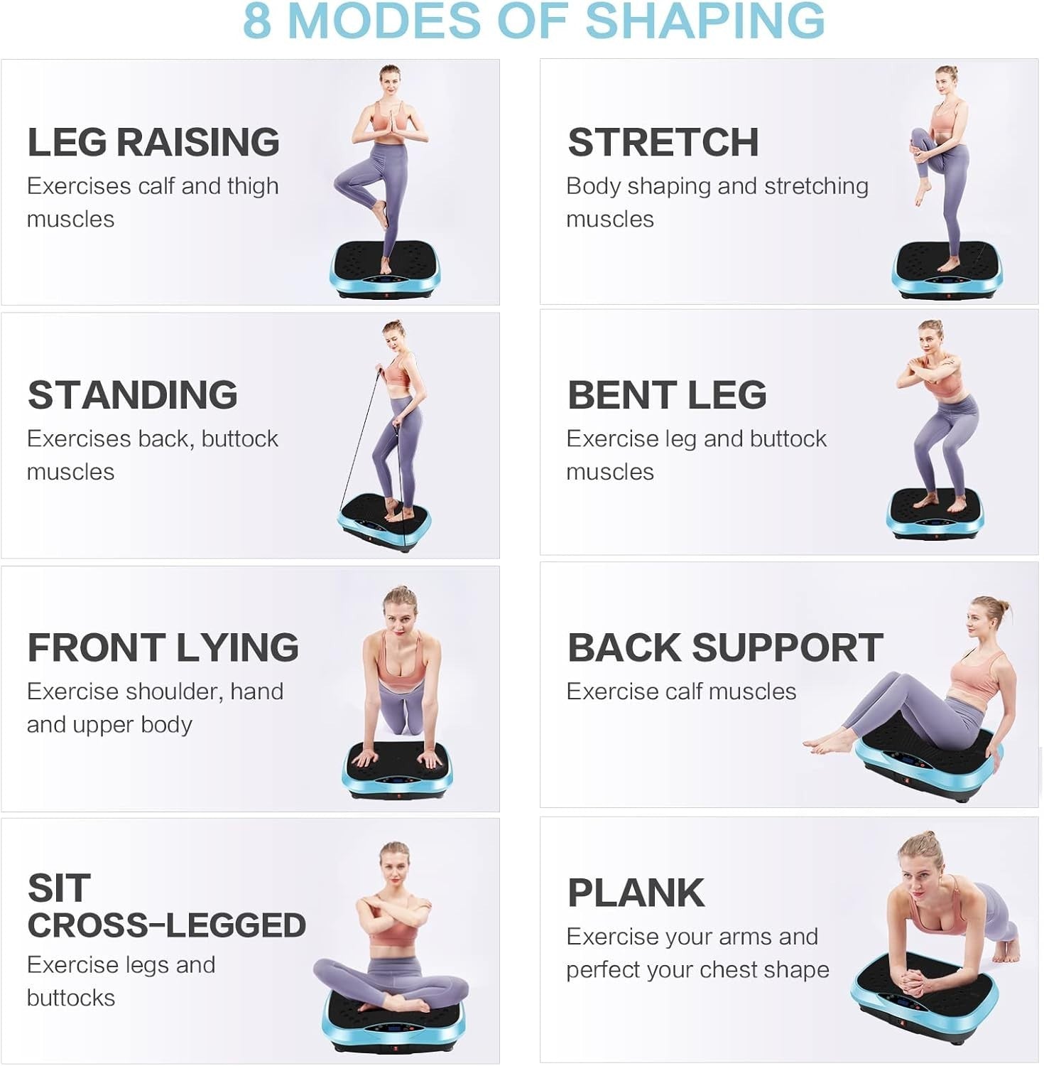 Vibration Plate Exercise Machine Full Body Workout 120 Speeds Blue Black Gold
