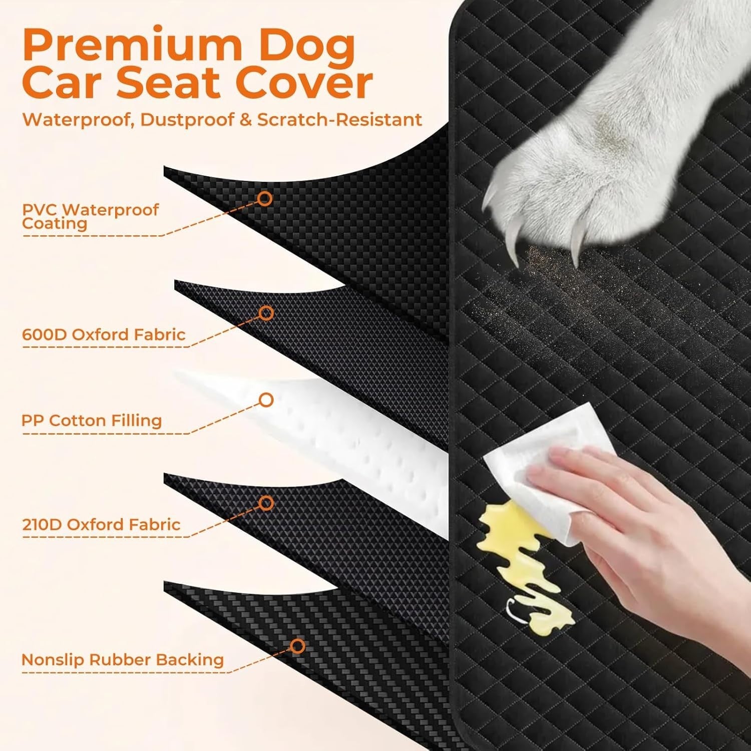 Waterproof Dog Car Seat Cover Hammock Back Seat Protector SUV Truck Pet