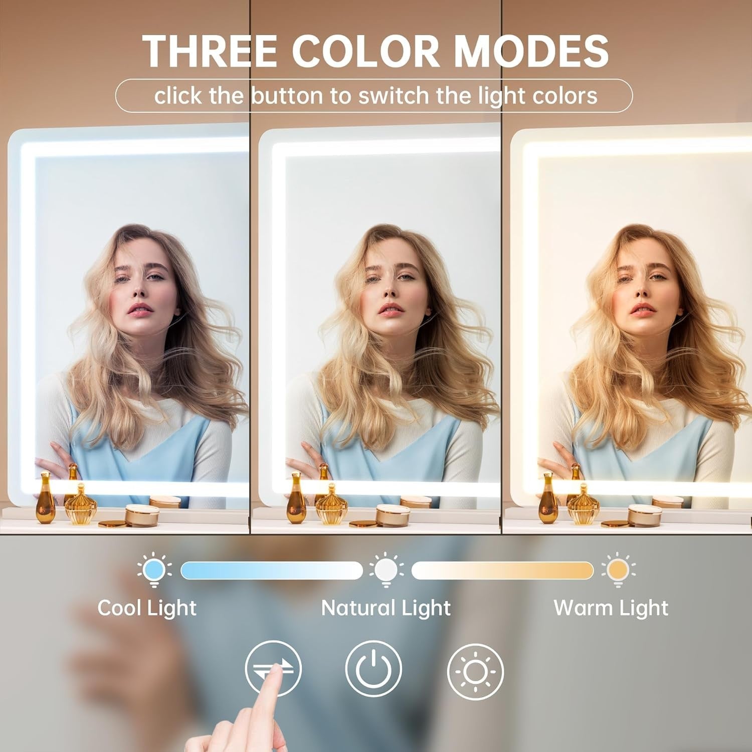 LED Vanity Mirror 140x90cm Lighted Makeup Touch Control Dimmable