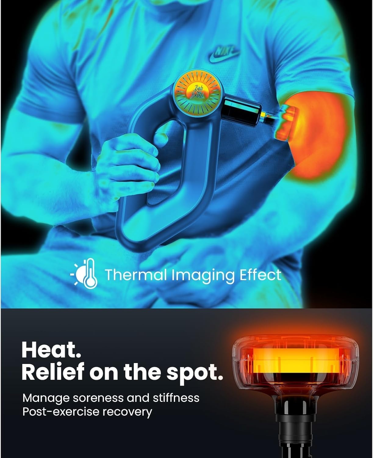 Heated Deep Tissue Massage Gun 16mm Percussion Muscle Therapy OLED 8 Heads