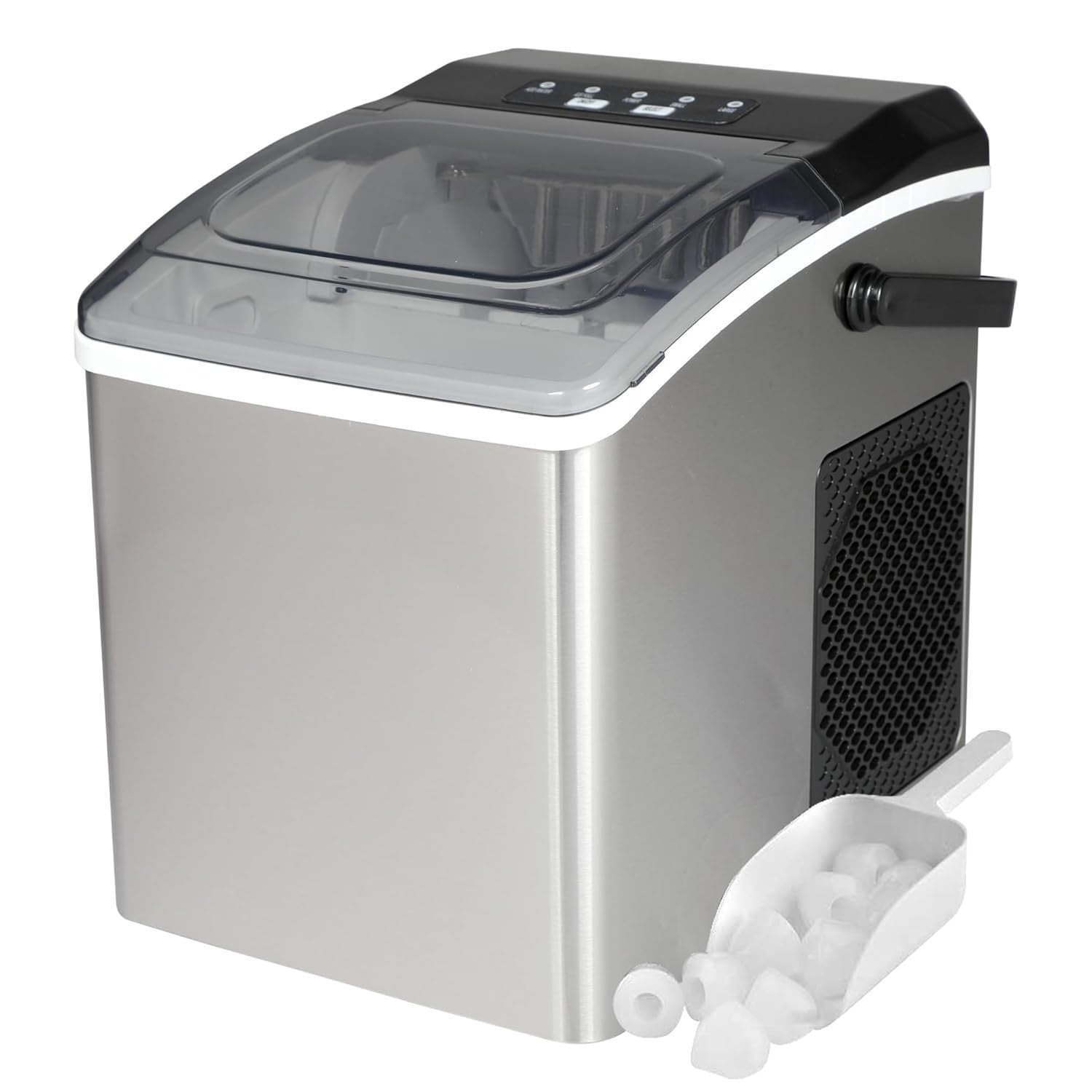 Countertop Ice Maker 12KG Nugget Ice Machine Fast 6-Minute Stainless Steel