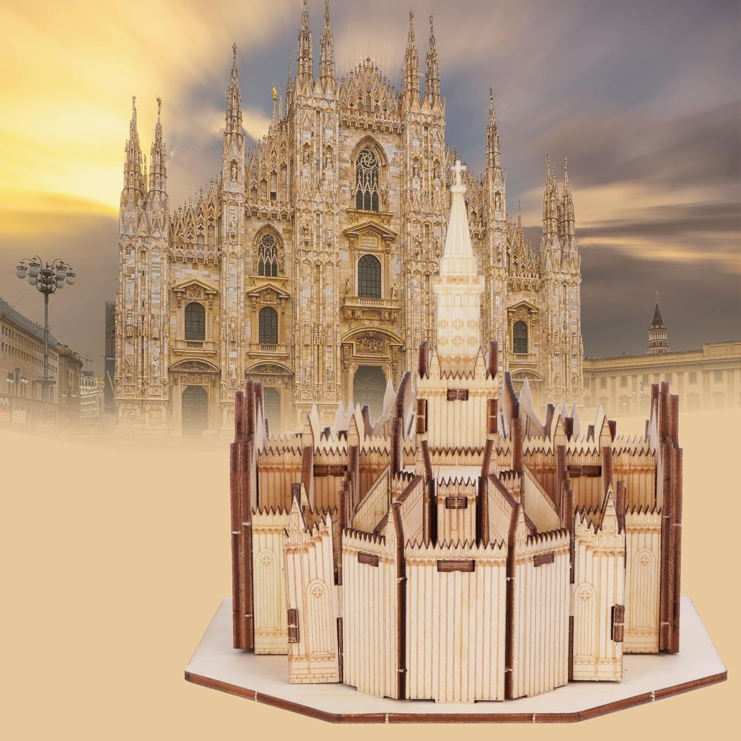3D Wooden Milan Cathedral Puzzle Model Kit, DIY Architectural Craft Set