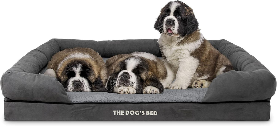 XXL Orthopedic Dog Bed Plush Memory Foam 131x100cm Grey