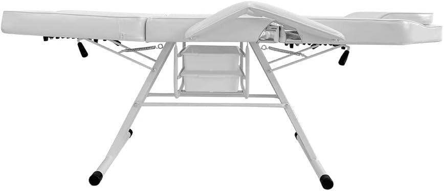 Reclining Massage Table Adjustable Beauty Salon Spa Tattoo Bed w/ Storage White