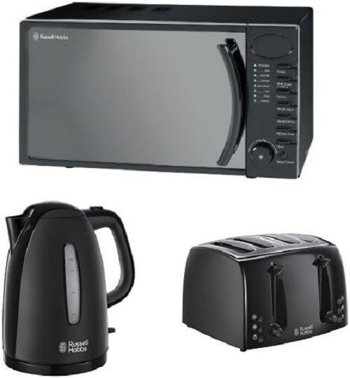 17L Digital Microwave Kettle & 4 Slice Toaster Set Black
