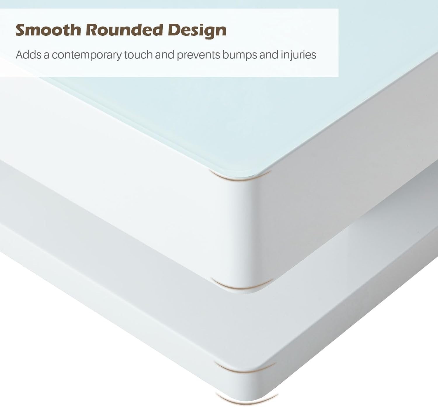 Modern White High Gloss Tempered Glass Coffee Table with 2 Drawers 100x60cm