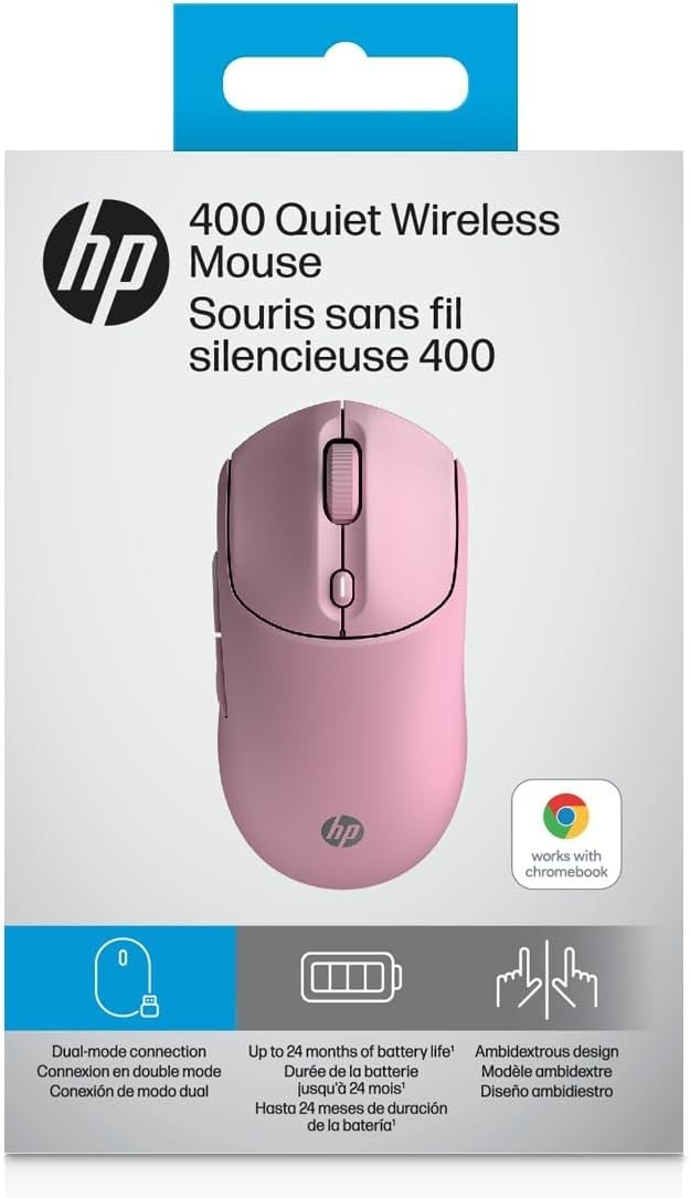 Pink Quiet Wireless Mouse Dual Bluetooth 6000 DPI Soft Touch Office Laptop
