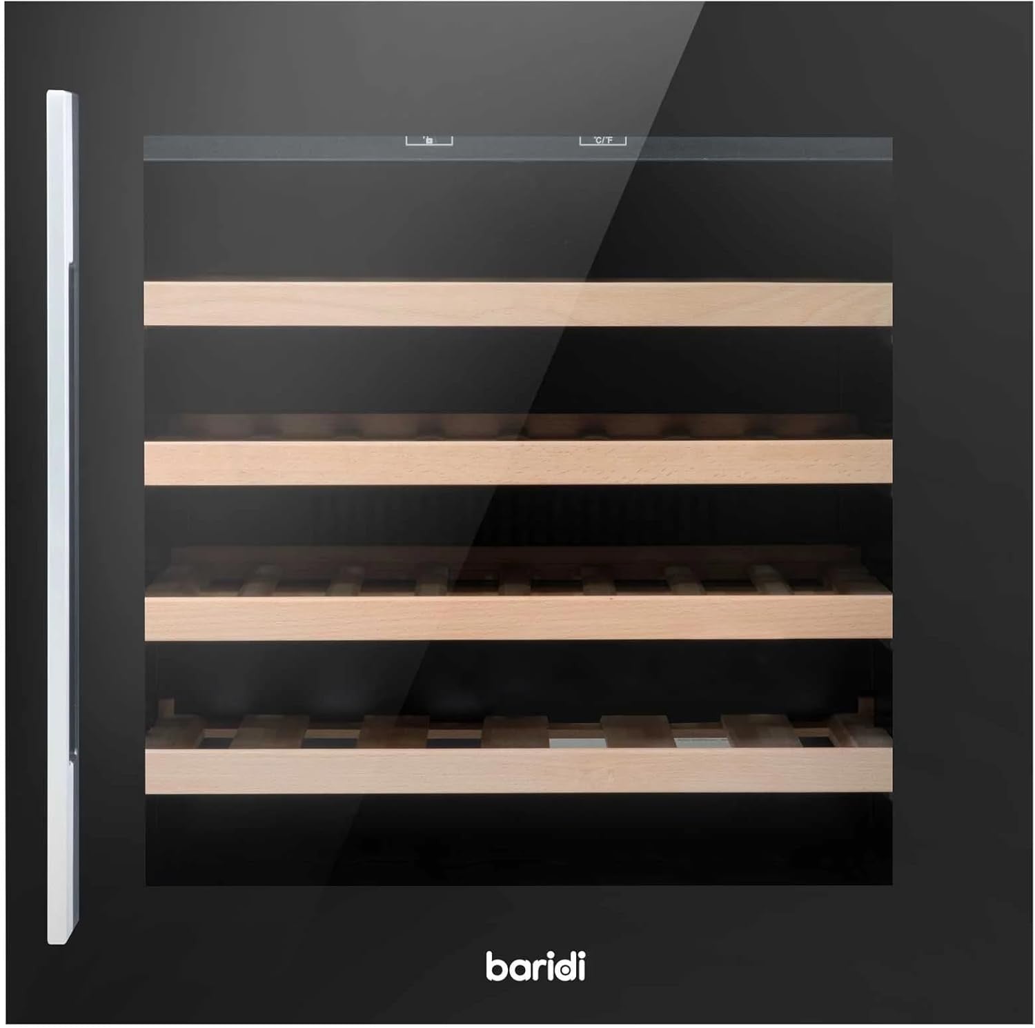 Built In Wine Cooler 36 Bottle Glass Door LED Touch Control Black 60cm