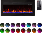 60" Electric Insert Fireplace LED Flames 12 Colors Wall Mount Recessed