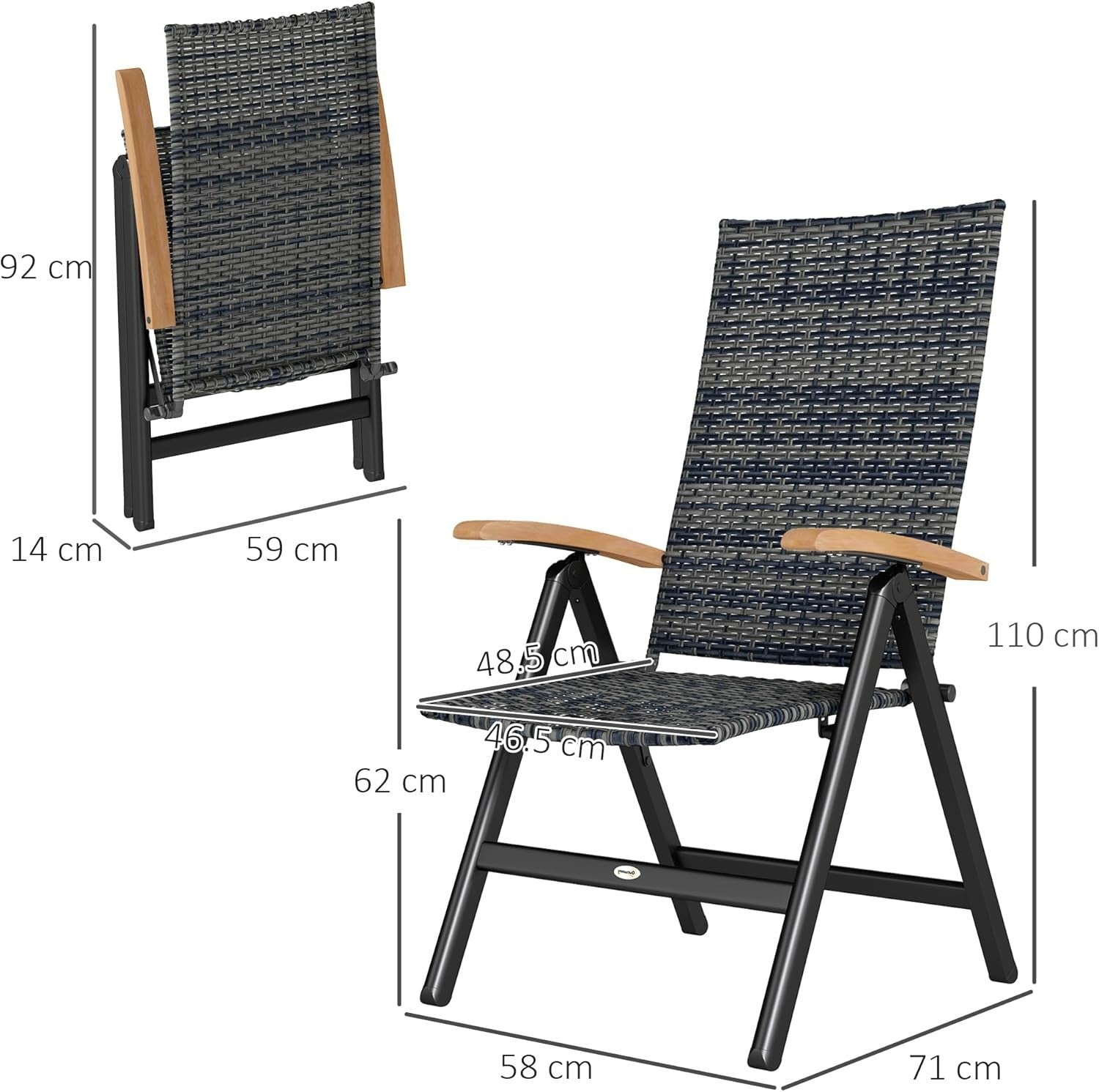 Space Saving Folding Bistro Set Rattan Chairs Round Table Balcony Garden