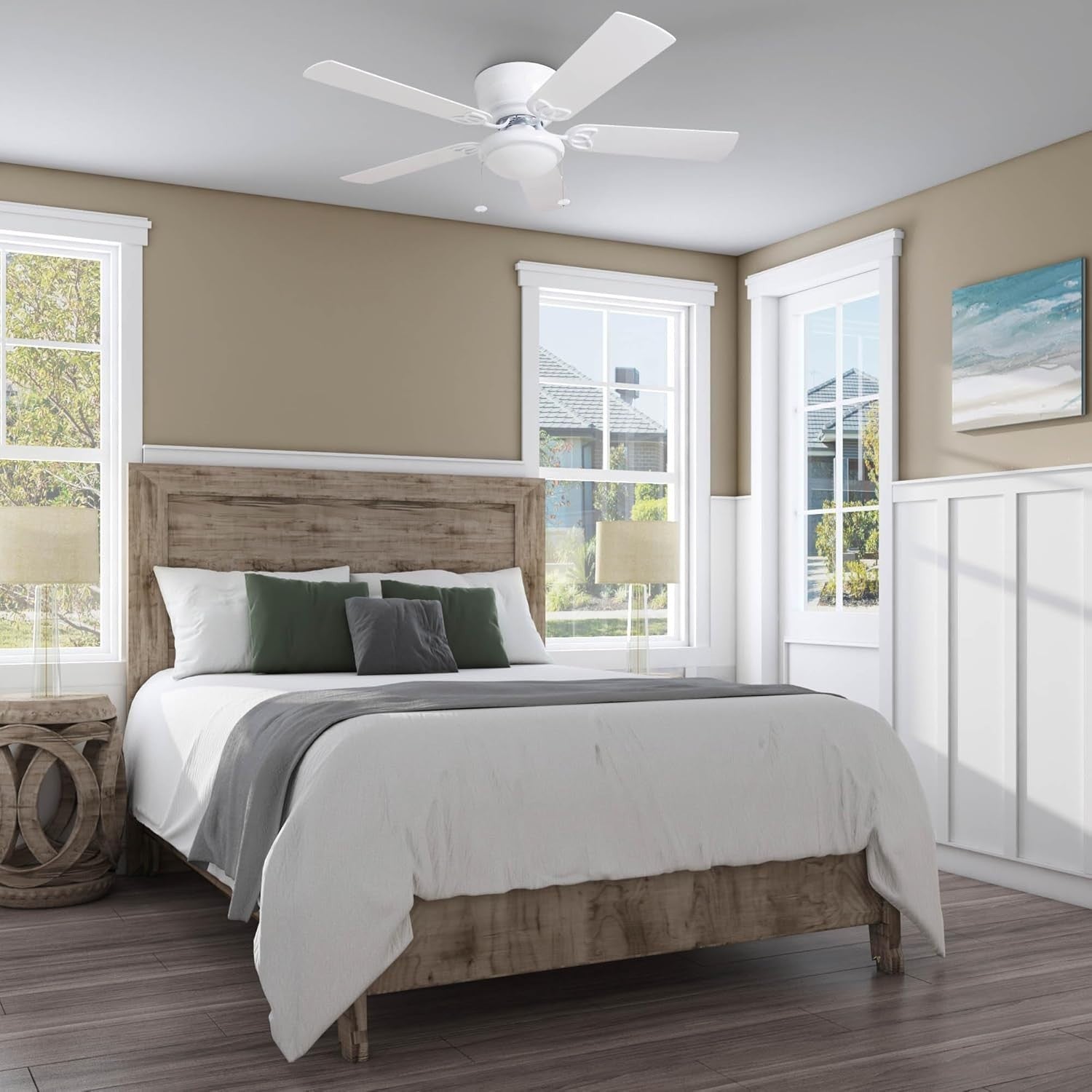 Prominence Home Benton 52" Ceiling Fan, 5 Blades, Remote, Quiet Motor, White
