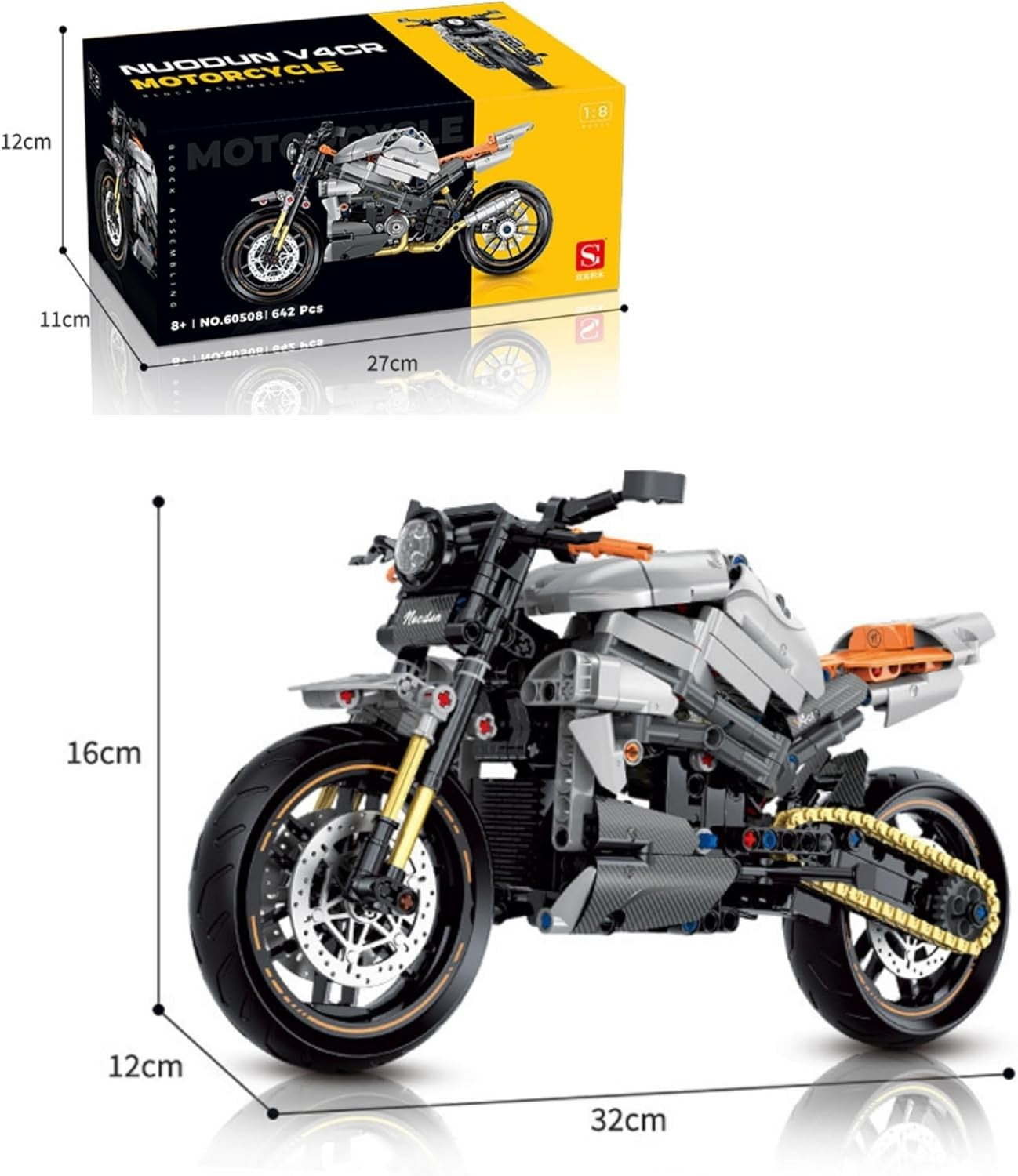 Realistic Motorcycle Building Kit with Moving Parts & Easy Assembly 32cm