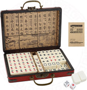 Mini Mahjong Travel Set 144 Tiles Dice Carry Case Portable