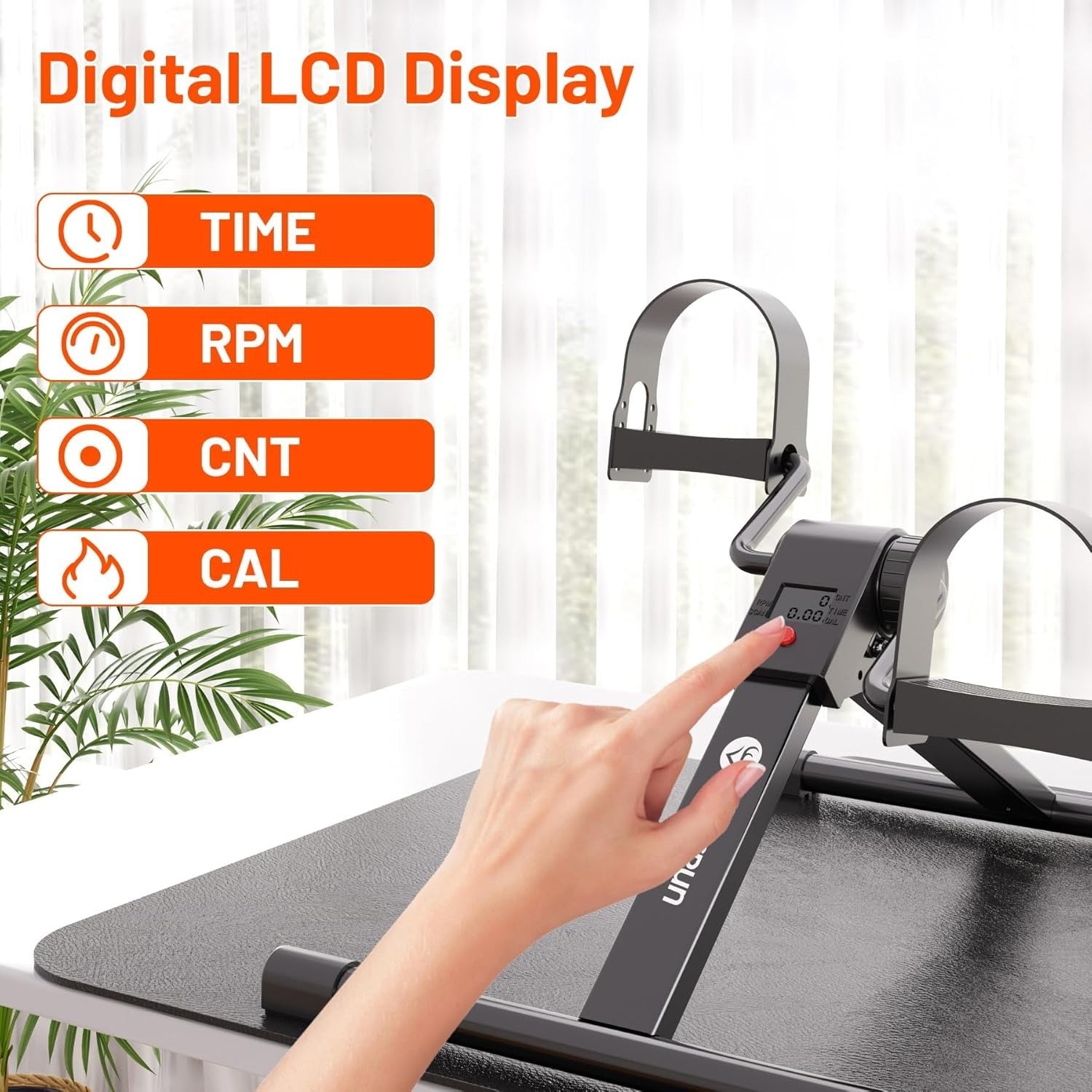 Smart Folding Pedal Exerciser LCD Adjustable Arm Leg Desk Bike