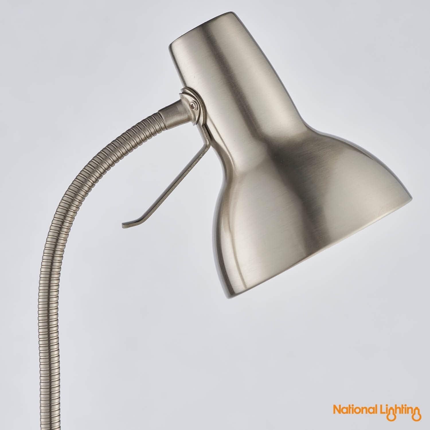 Flexible Gooseneck Floor Lamp Reading Light Satin Chrome Standing Task Lamp