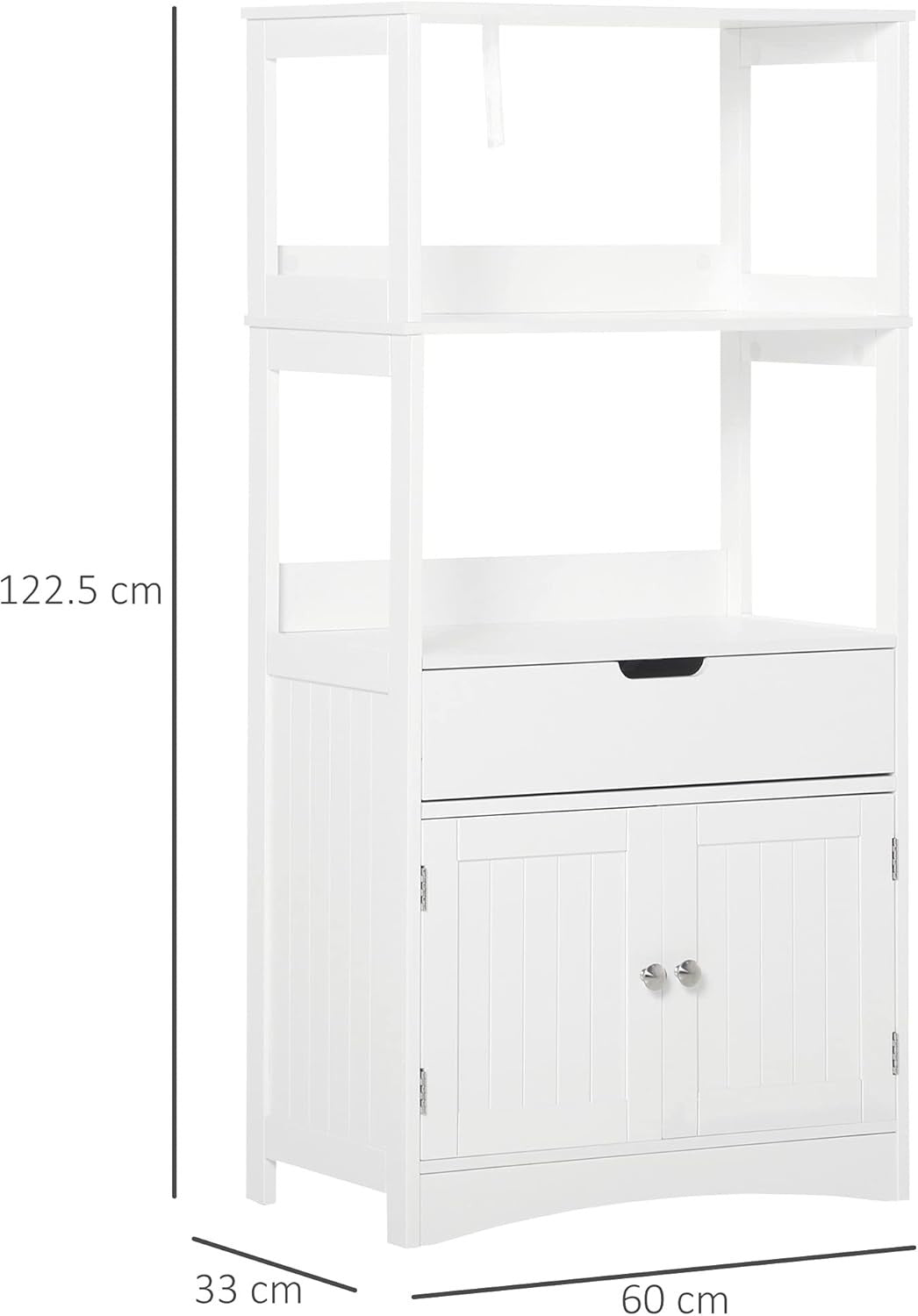 White Freestanding Bathroom Storage Cabinet with Shelves Drawer Doors