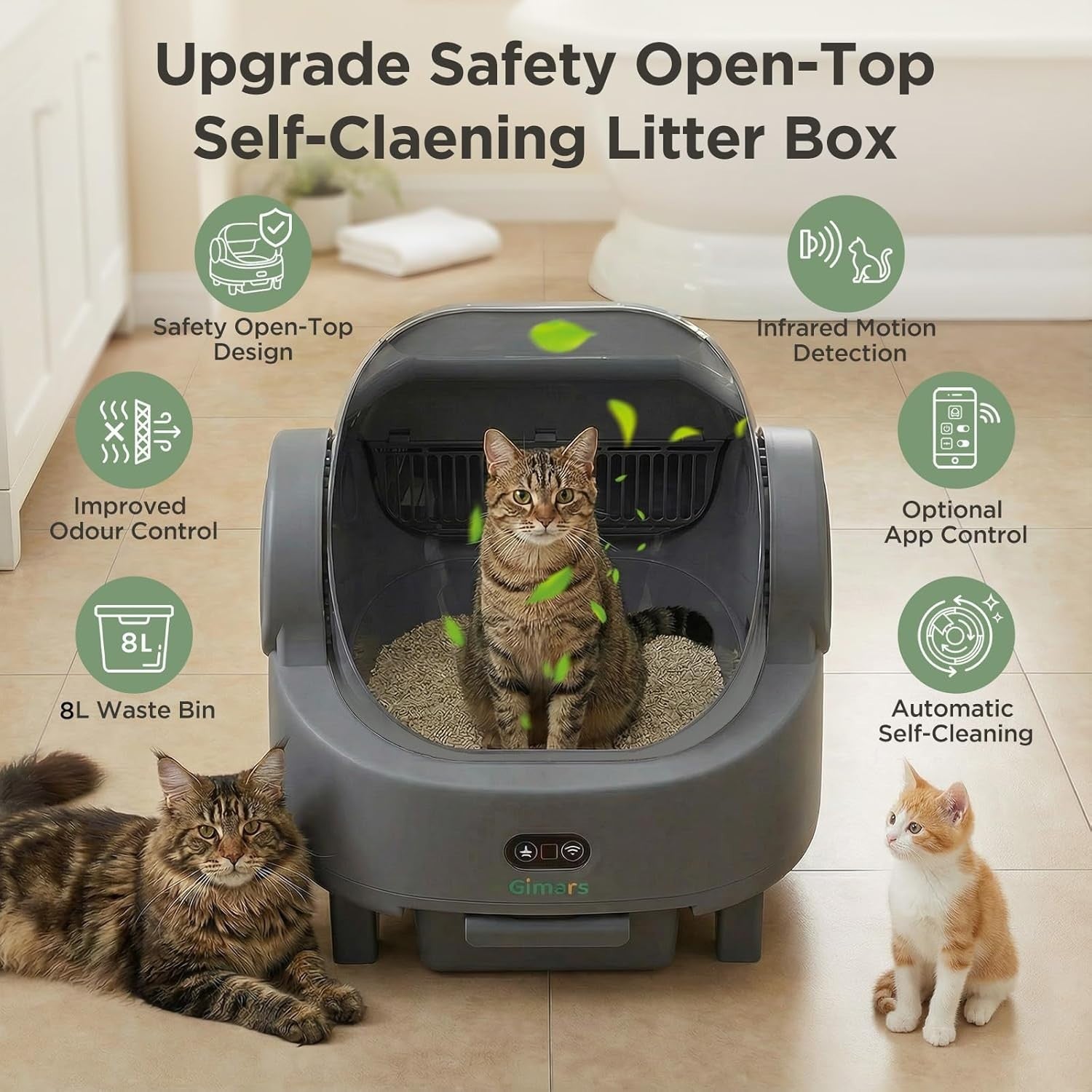 XXXL Self Cleaning Cat Litter Box App Control Open Top Auto Multi Cat