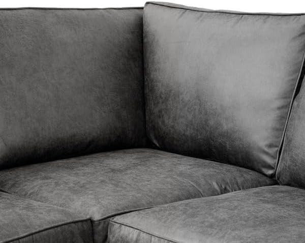 Large Corner Sofa Set 5 Seater – High Back Faux Leather 2C2 Couch Black