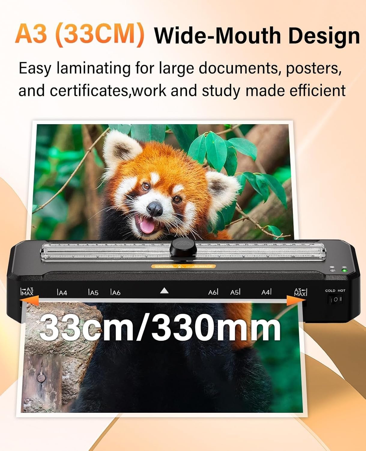 A3 Laminator Hot Cold 90s Warm Up Anti Jam Built-In Cutter Kit