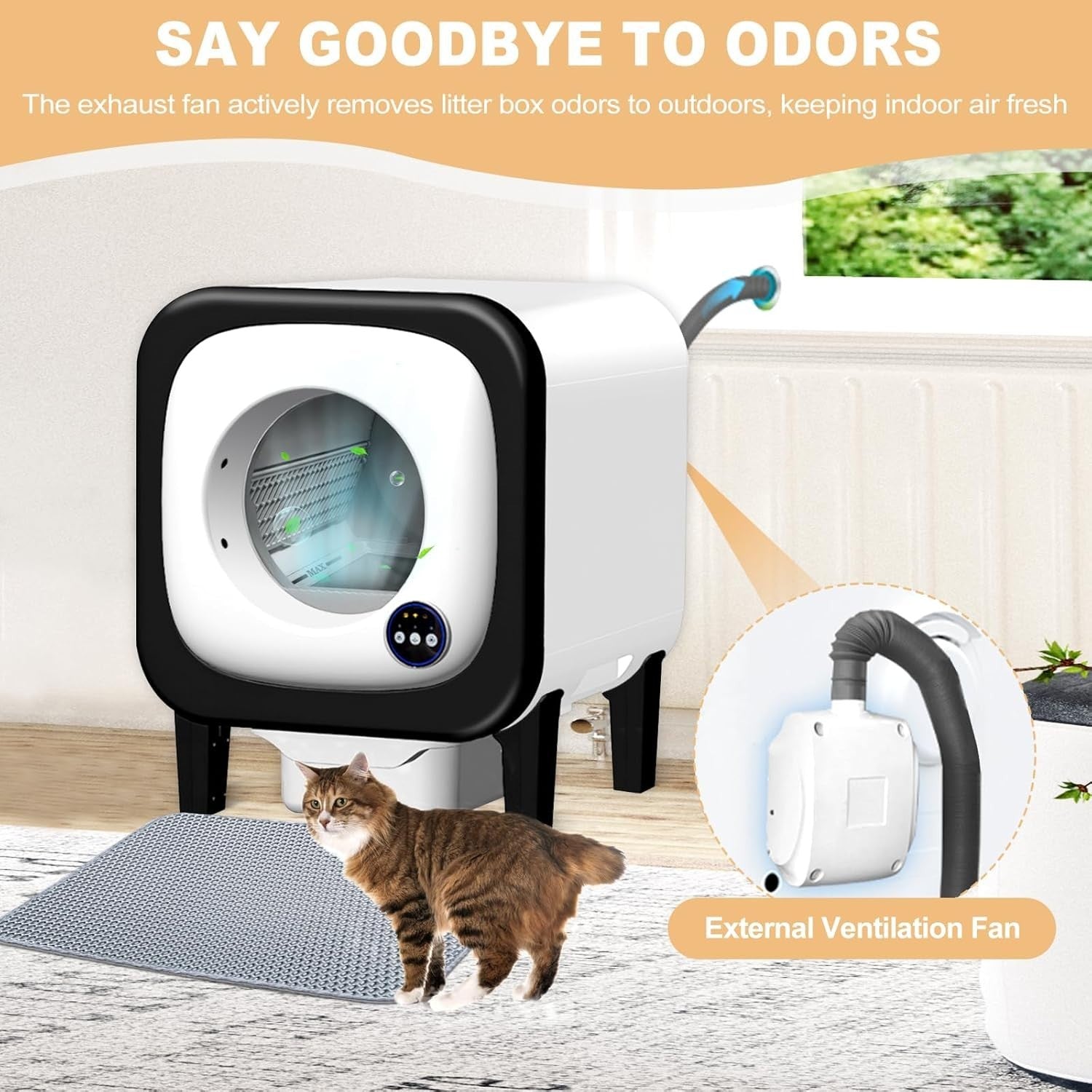 Self Cleaning Cat Litter Tray 72L Automatic Smart Litter Box APP Control