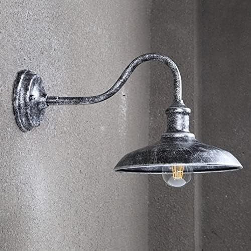 Outdoor Swan Neck Wall Light – Silver Waterproof Lantern, E27 Bulb