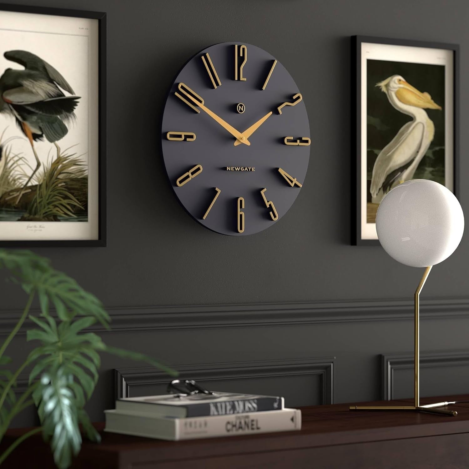 Luxury Wall Clock Blue Gold Modern Silent 40cm Office Home Decor