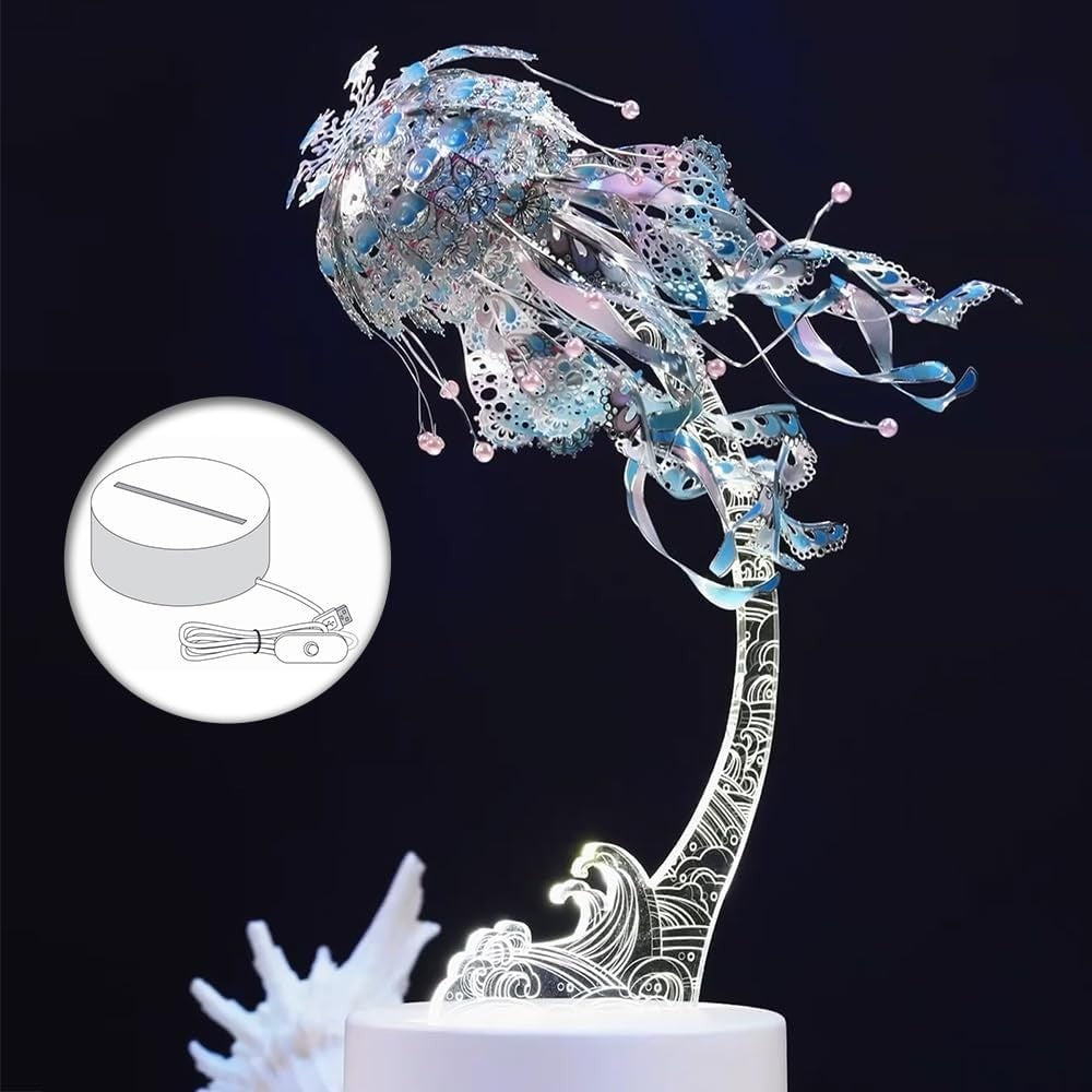 3D Metal Jellyfish Puzzle Kit Adult DIY Ocean Decor Model Gift Craft