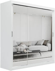 200cm Sliding Mirror Wardrobe with Drawers Modern Bedroom Storage