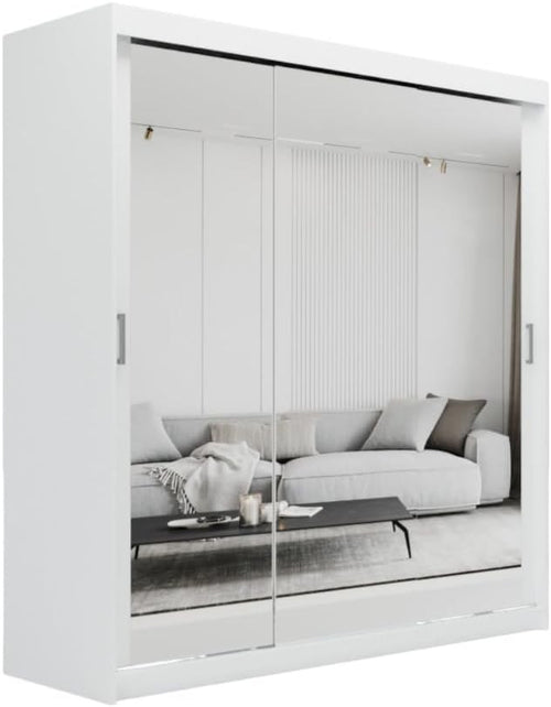 200cm Sliding Mirror Wardrobe with Drawers Modern Bedroom Storage
