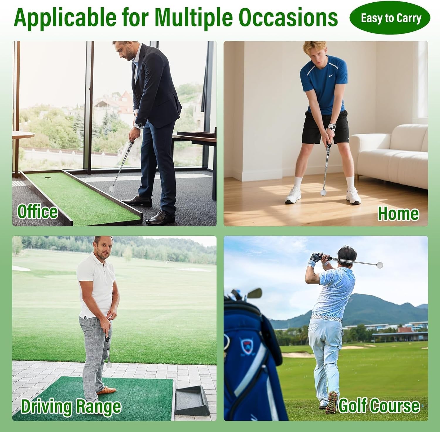 Golf Swing Trainer Retractable Telescopic Practice Stick Click