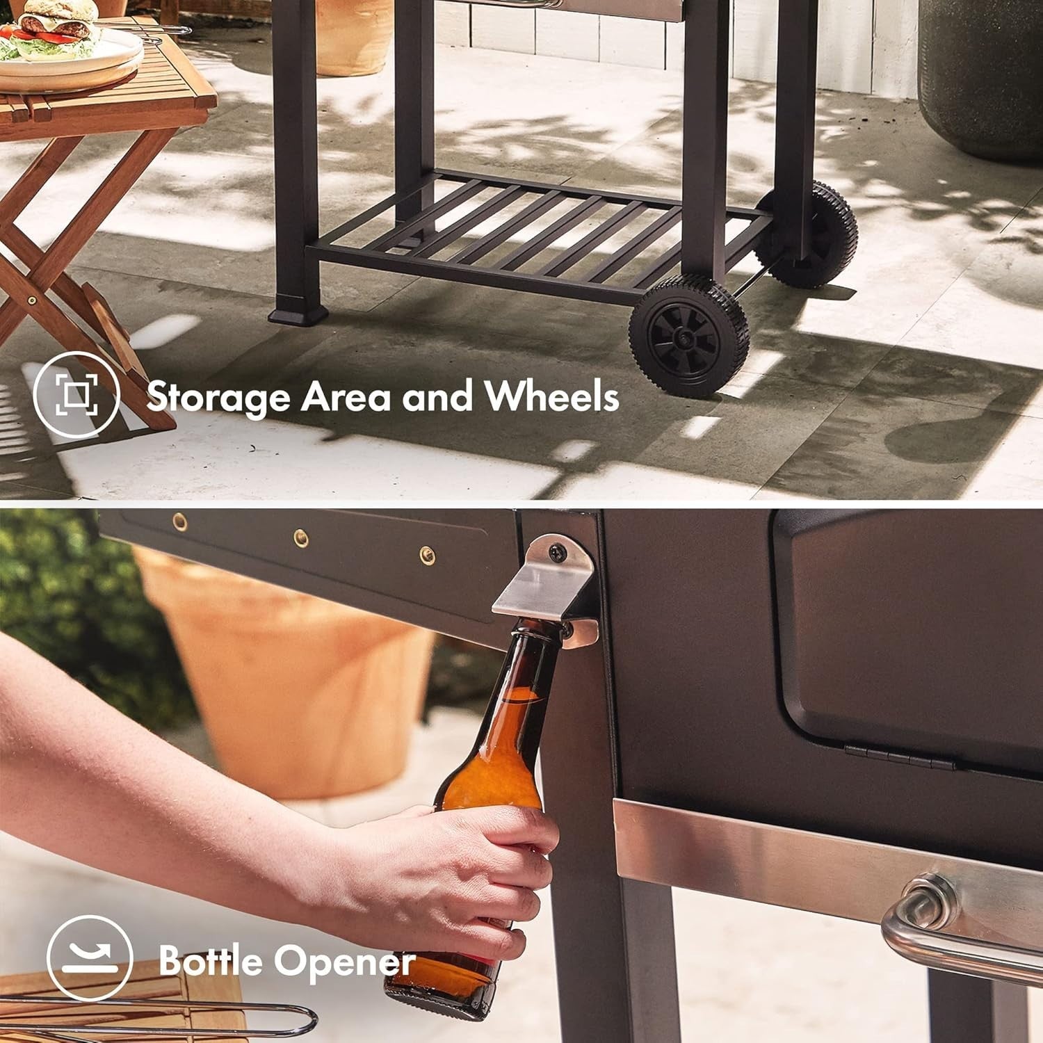 XL Charcoal BBQ Smoker with Adjustable Tray & Thermometer – Outdoor 2-in-1 Grill