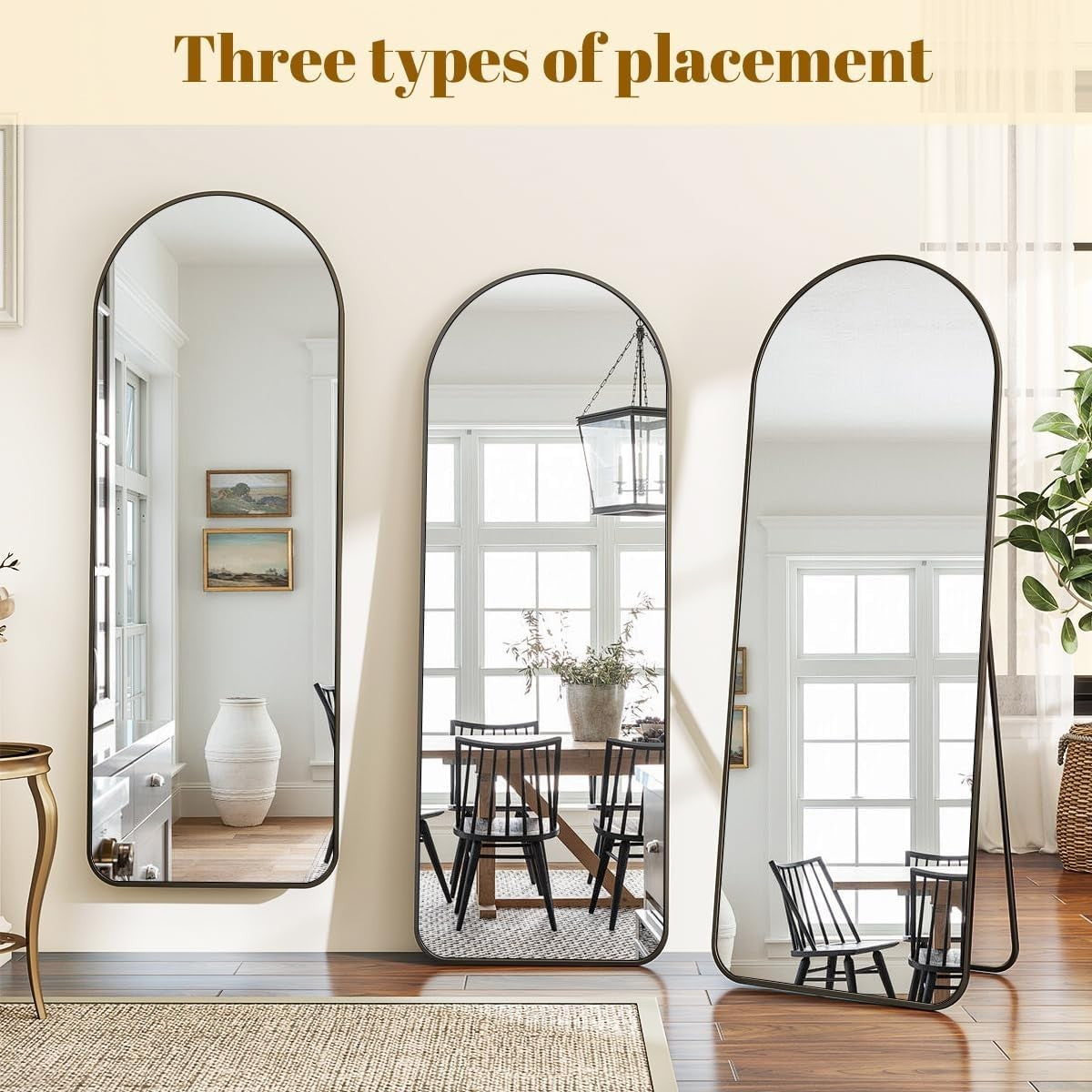 Full Length Arch Mirror 163x53cm Wall Leaning Standing Dressing Room