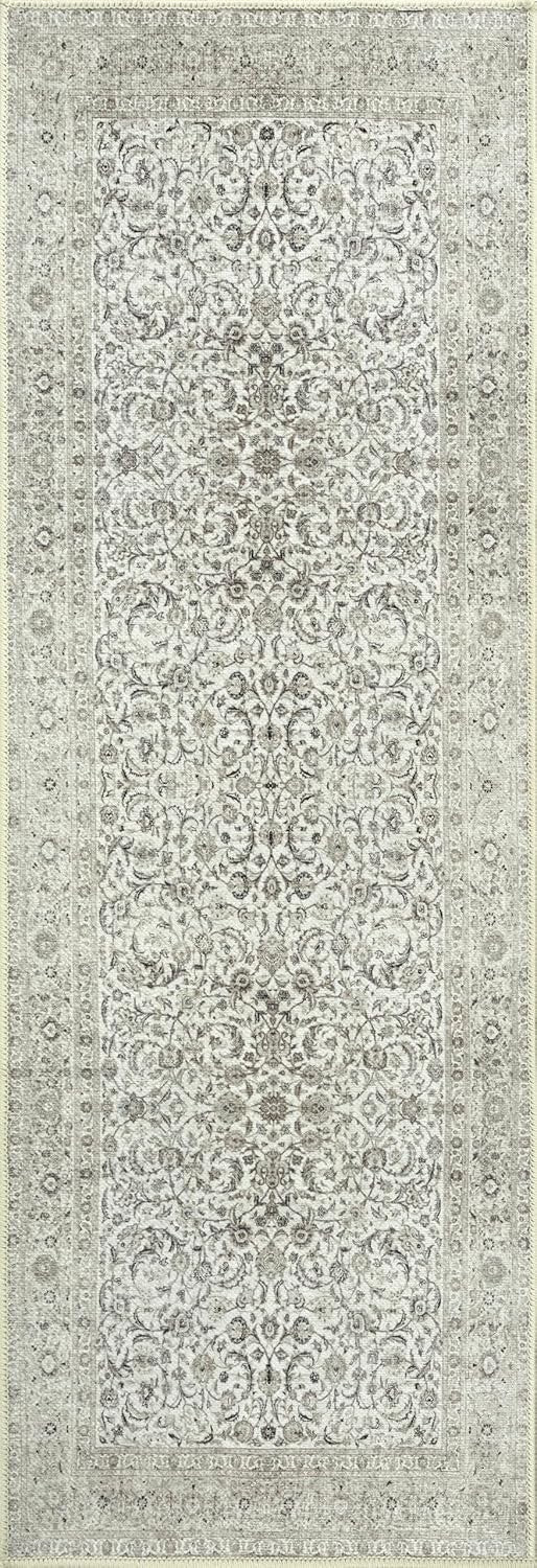 Washable Runner Rug 60x240cm Non-Slip Soft Hallway Kitchen Bedroom Mat Cream