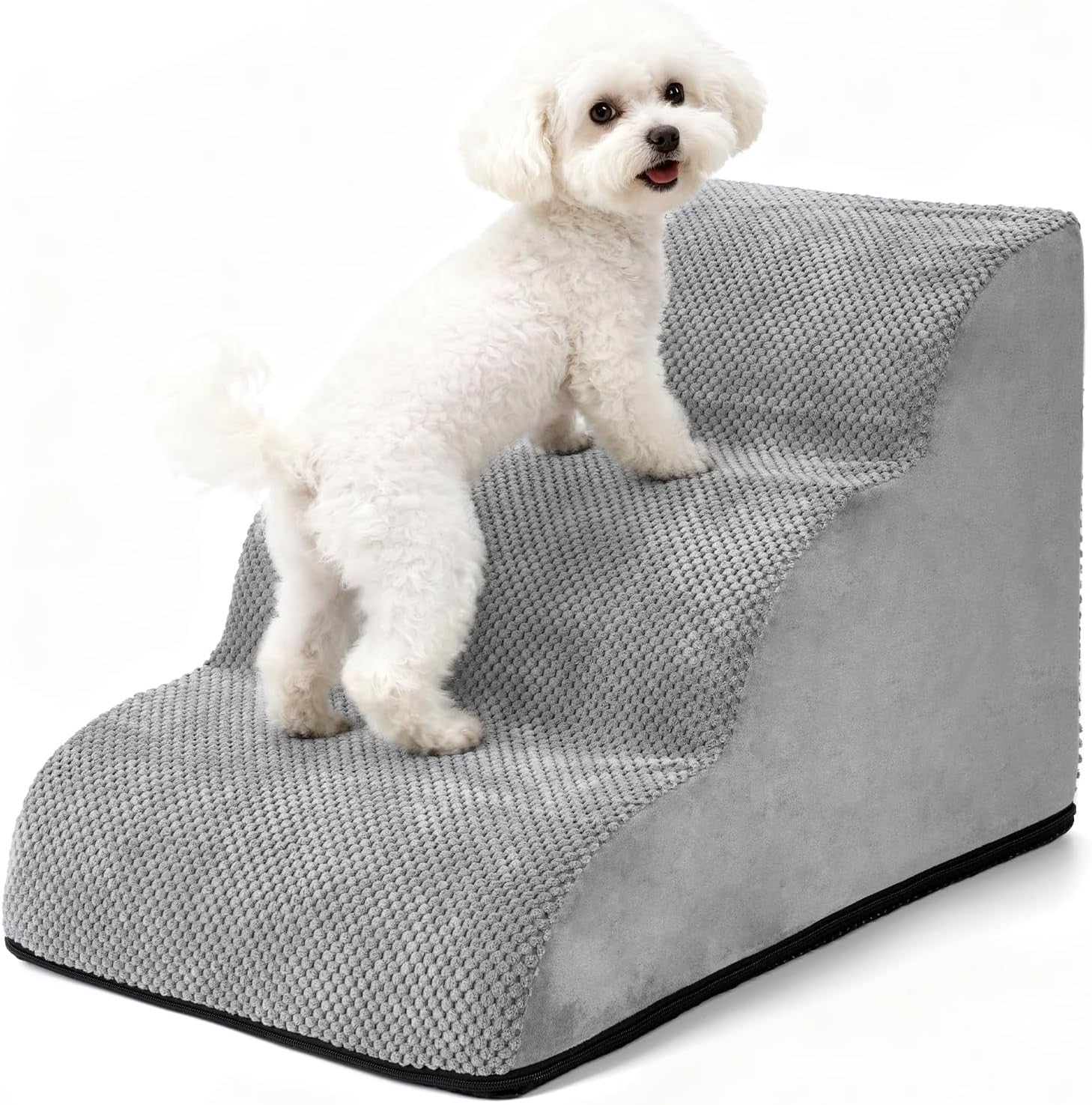 Grey 3 Step Dog Stairs Waterproof Foam Pet Ramp 60x40x40cm