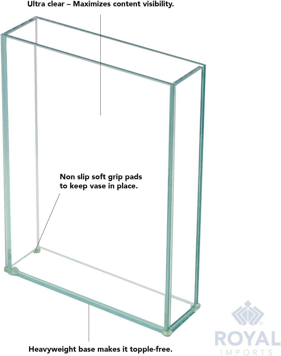Rectangular Glass Vase 7x10 Inch Clear Modern Flower Centrepiece Decor