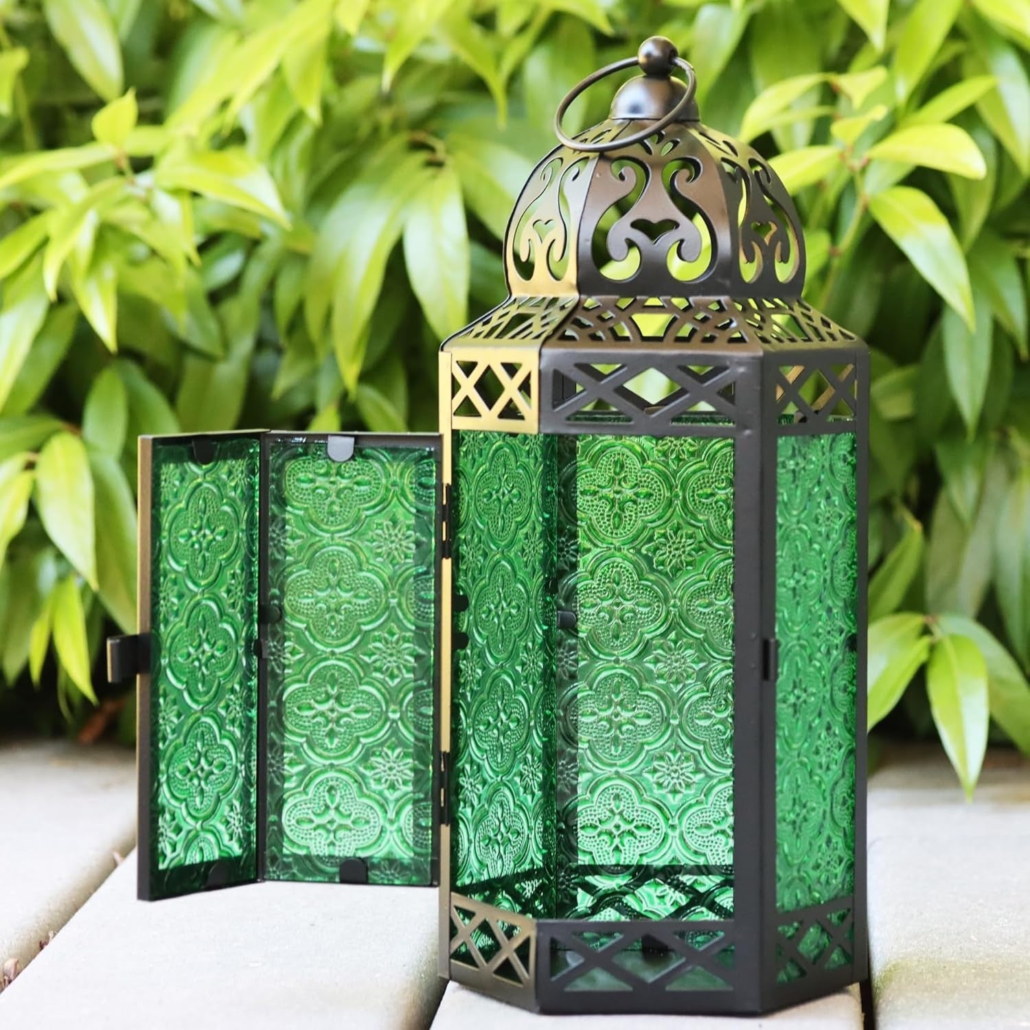 Set of 3 Green Moroccan Candle Lanterns Home Decor