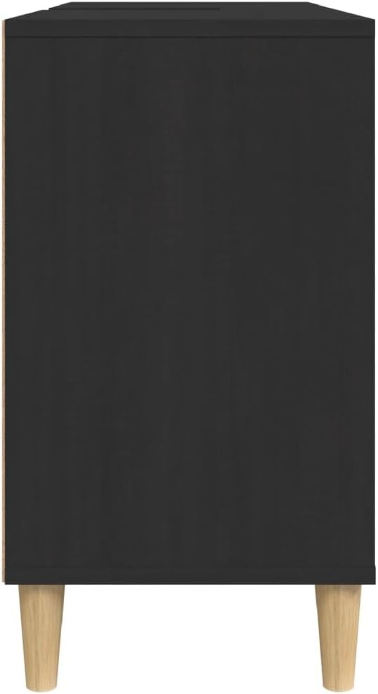 Black Under Sink Bathroom Cabinet with Door & Shelves | Modern Vanity Storage Un