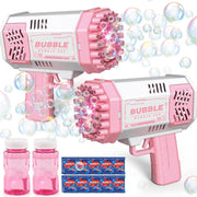 2 Pack Bubble Guns Kids Toy Set with Lights Pink