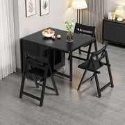 Folding Dining Table Set with 6 Chairs Storage Drawers Black & White Cushions