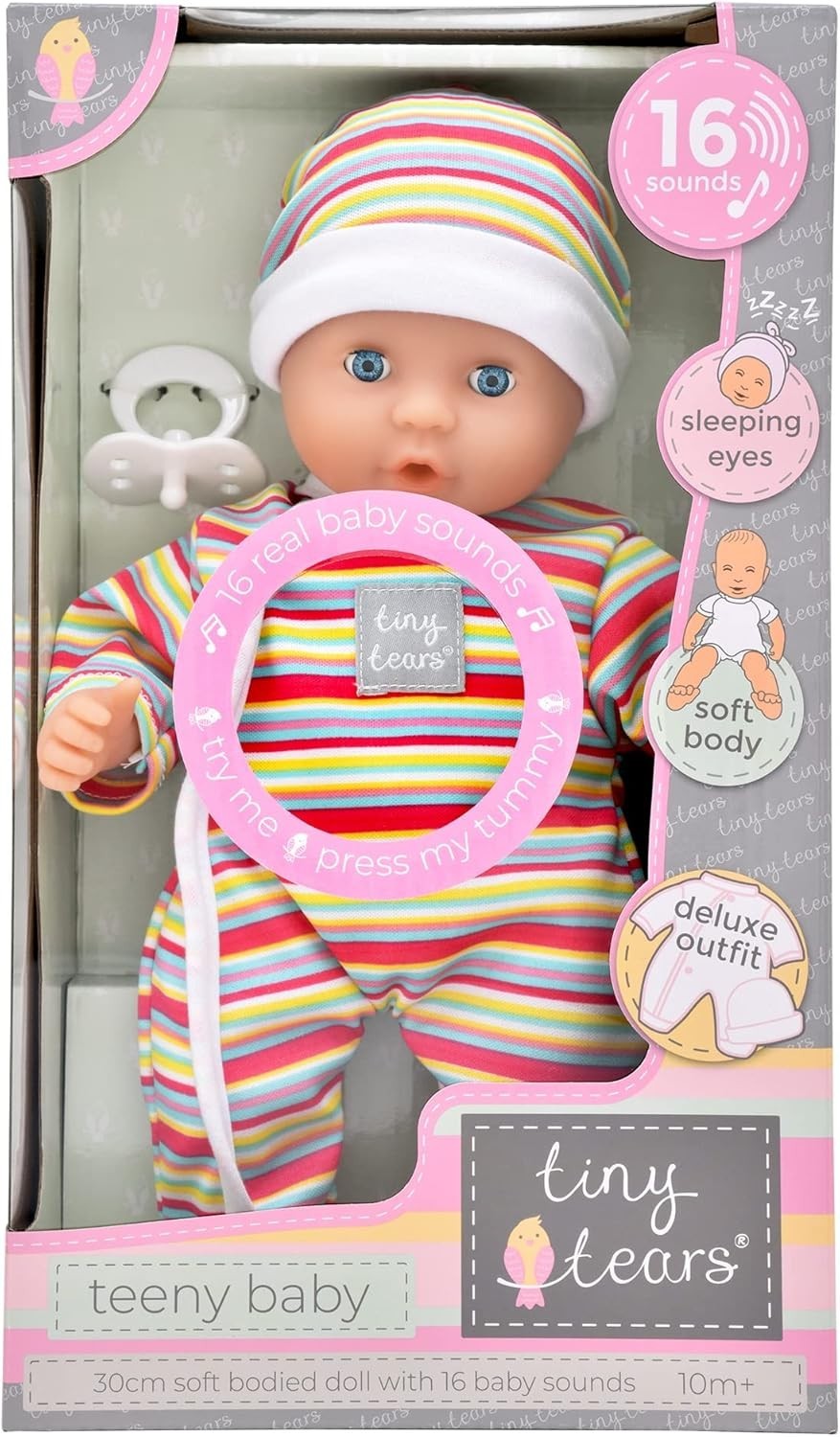 30cm Soft Baby Doll w 16 Sounds Cuddly Nurture Toy Dummy