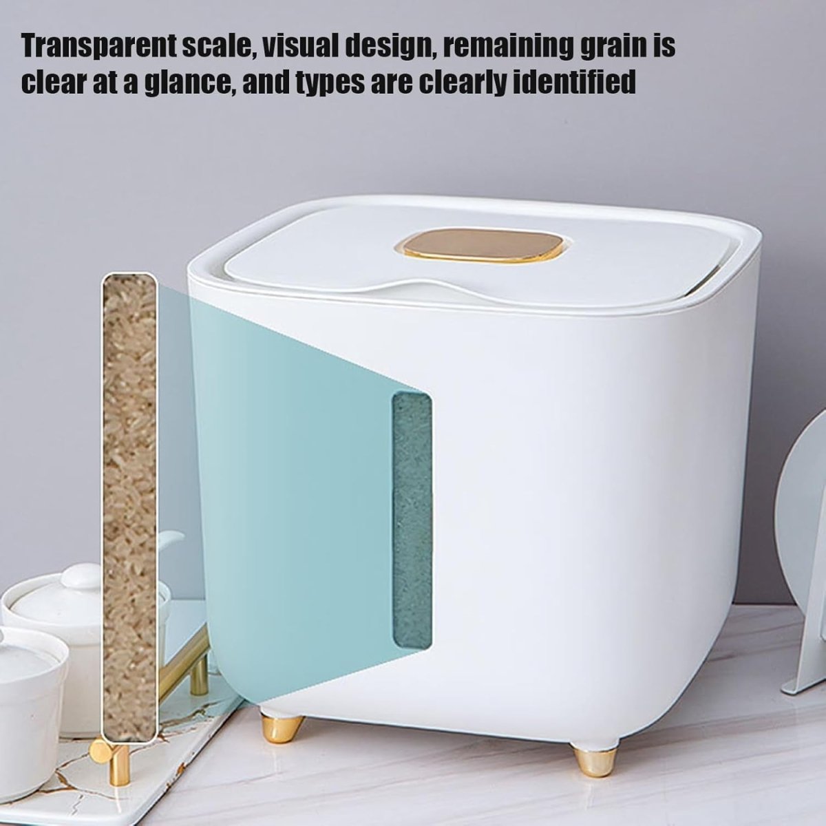 10KG Airtight Rice Container Stackable Food Dispenser Grain Storage Bin - Kwikley