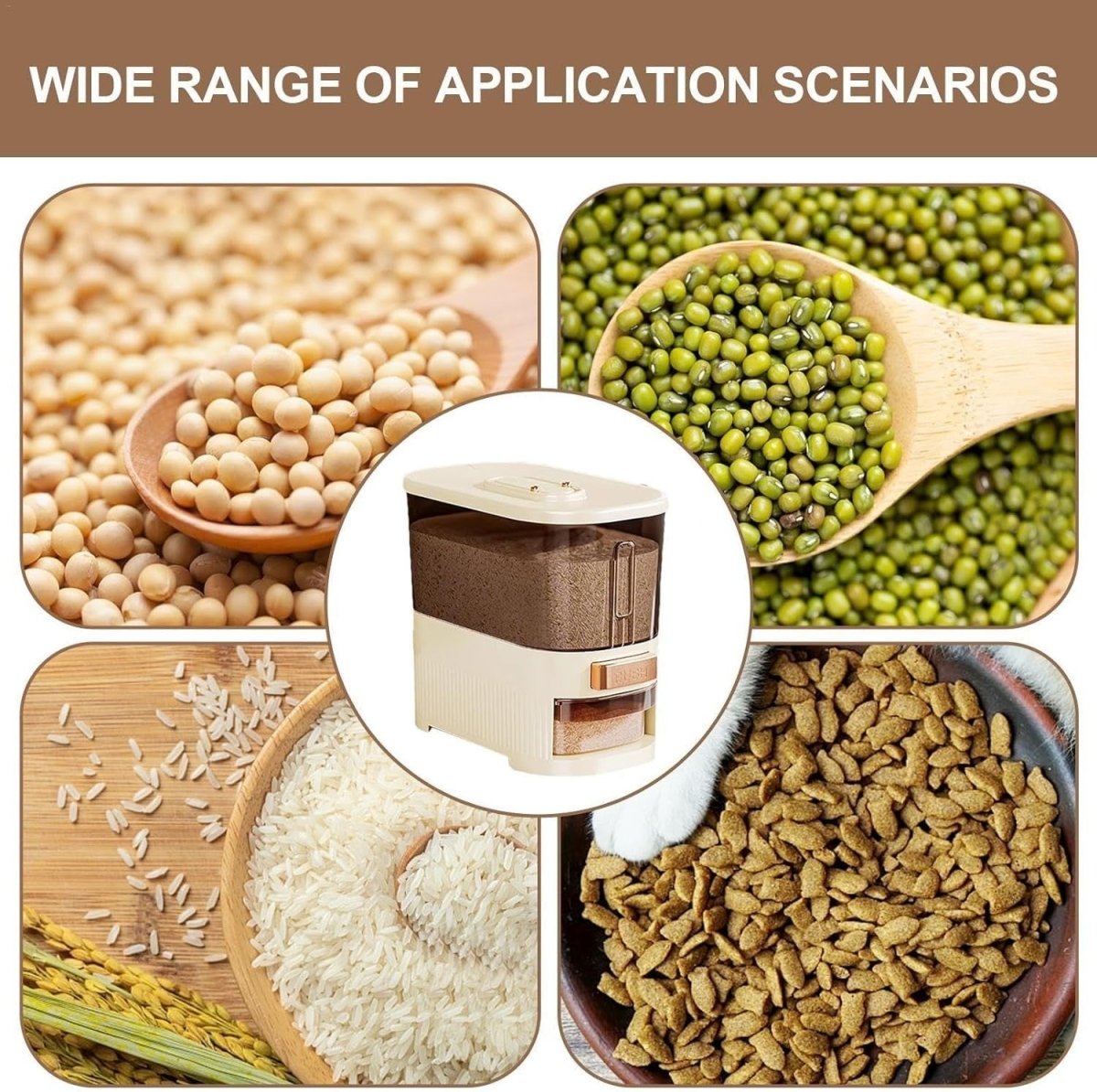 10KG Rice Dispenser Airtight Grain Container w Time Recorder - Kwikley