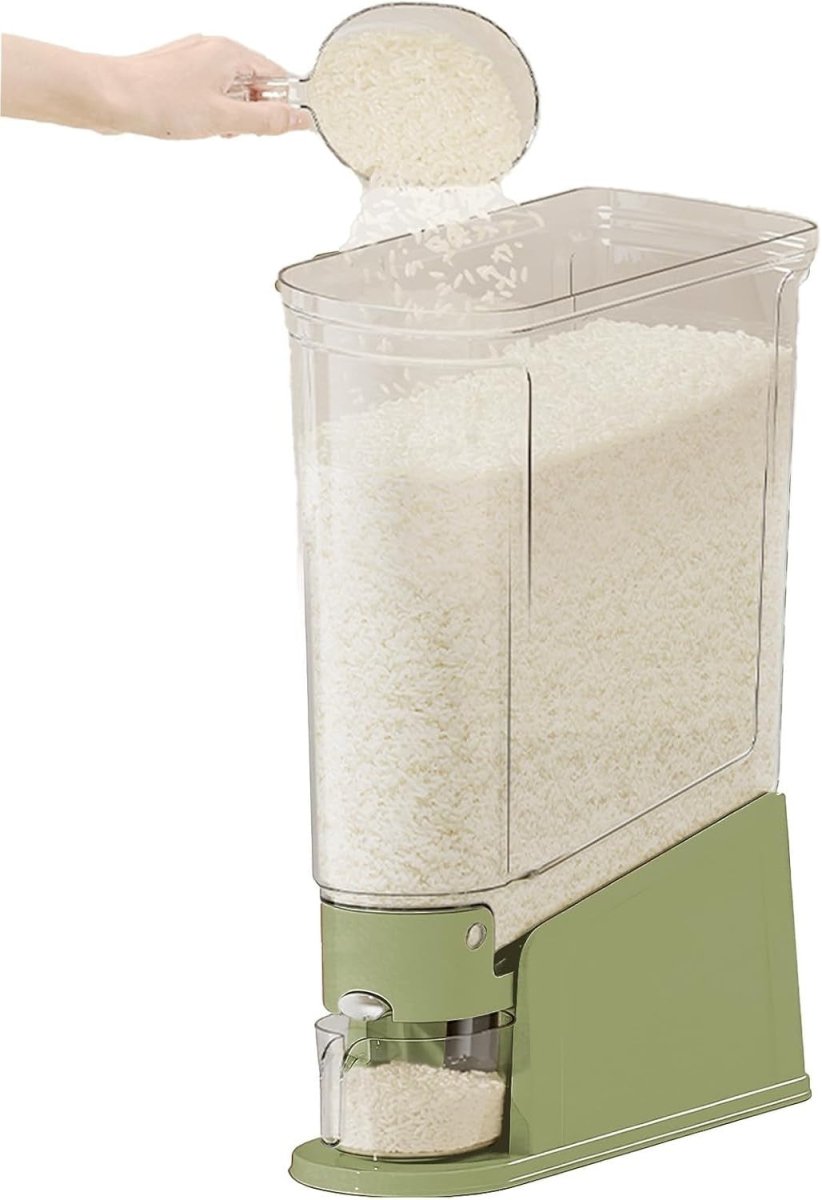 10KG Rice Dispenser Airtight Storage Container Measuring Cup Grain Bin - Kwikley