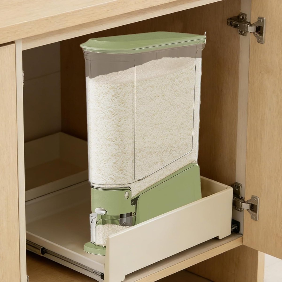10KG Rice Dispenser Airtight Storage Container Measuring Cup Grain Bin - Kwikley